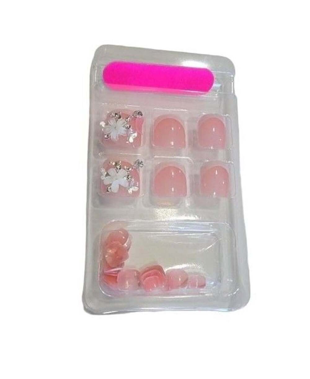 Bundle of 4 Pink Press On Toenails